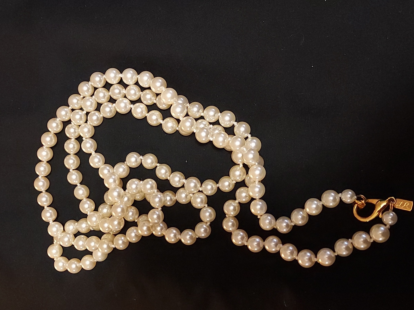 Vintage Pearl Bead Necklace With Knotted Cluster Pendant - CreamGold Accent 30$
